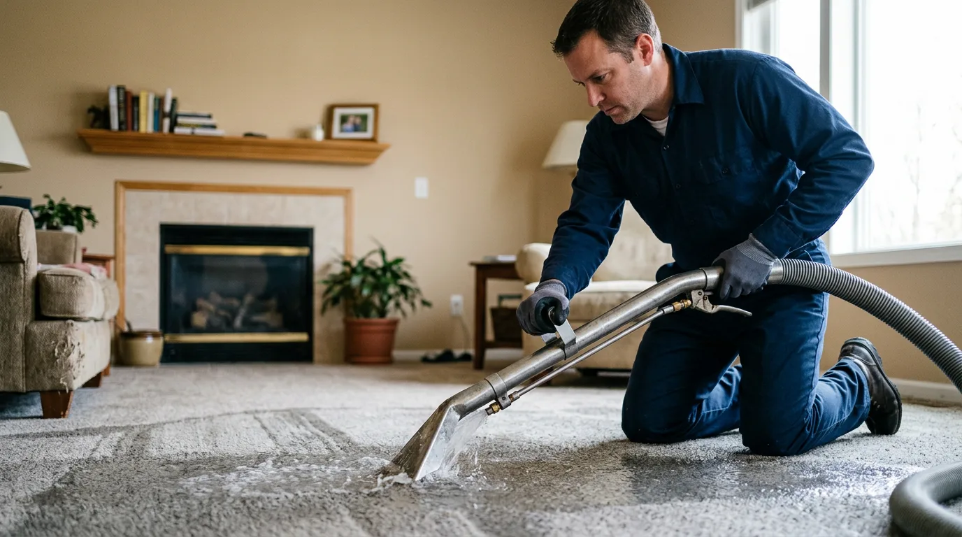 Water damage restoration technician working near Albrightsville, PA